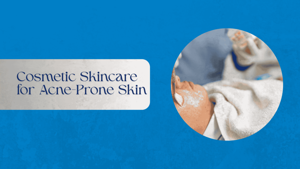 “Gentle acne-prone skincare products arranged on a bathroom counter”