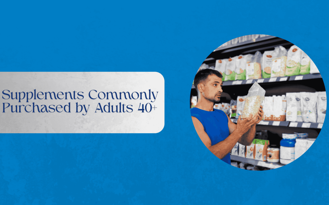 Adult reviewing supplement options in an Australian pharmacy setting